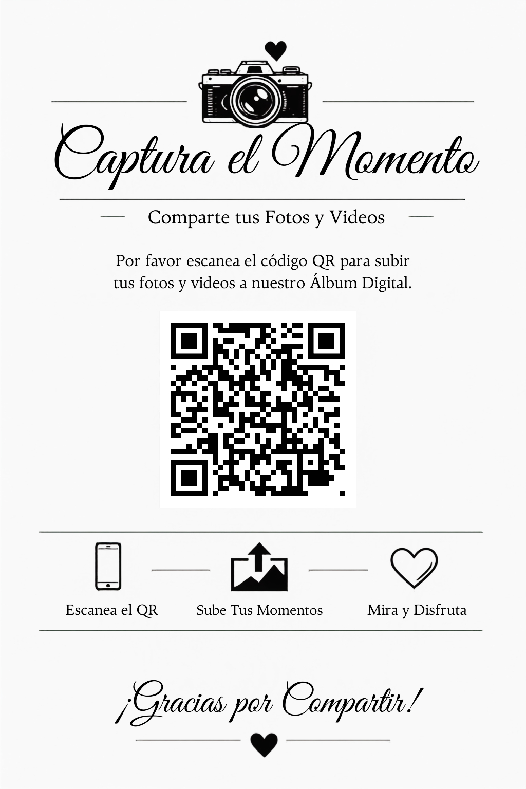 Tarjeta con código QR para acceder al Álbum Digital de Karina y Arturo
